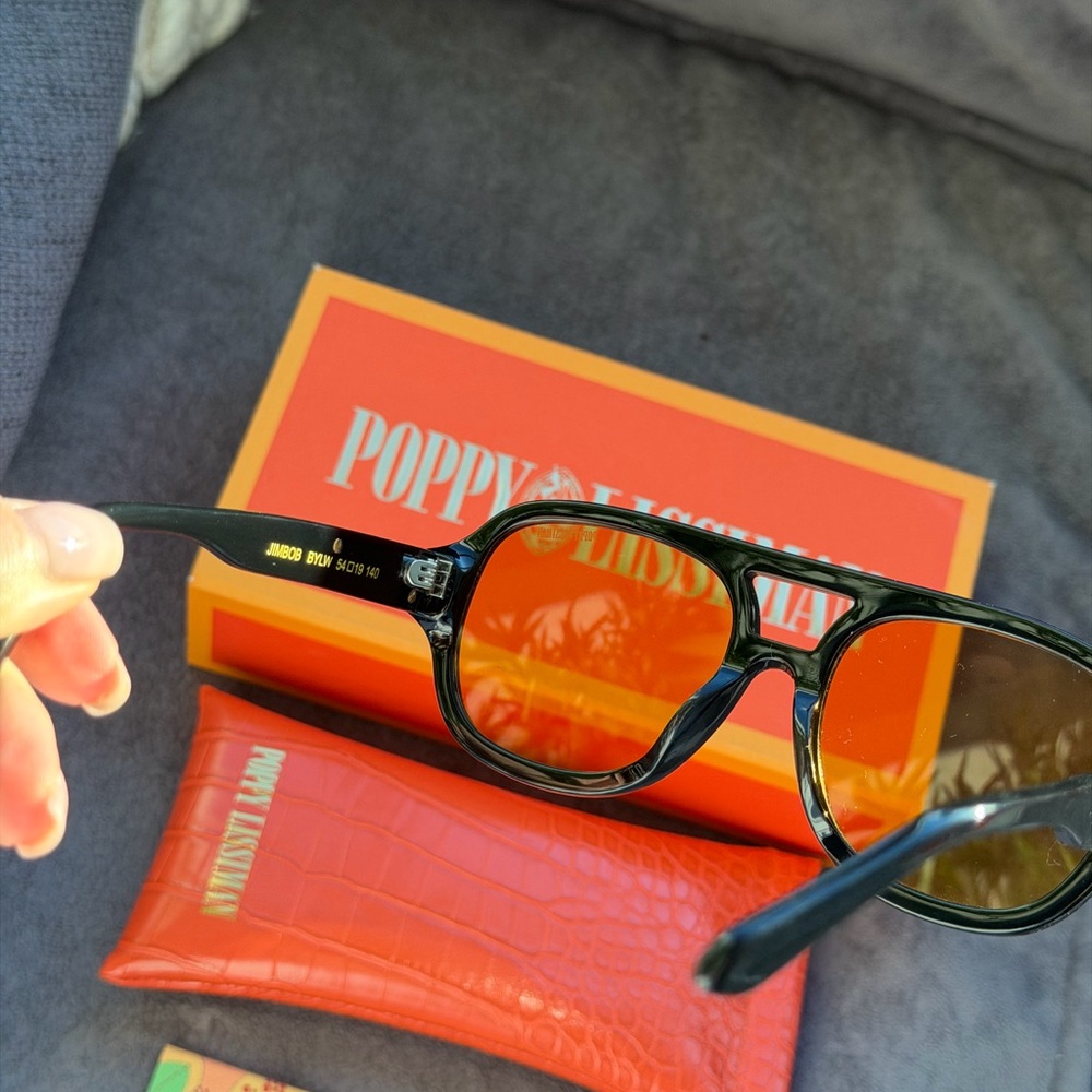 New Poppy Lissiman Black Aviator Sunglasses - Picture 4 of 5